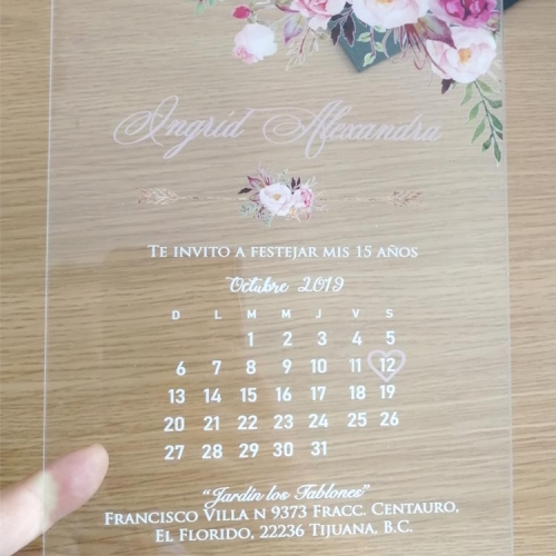 wedding invitation card with personalized printed calendar