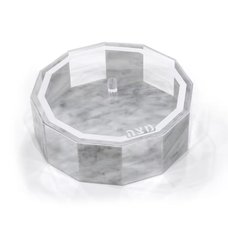 Lucite Hexagonal Marble Matzah Box