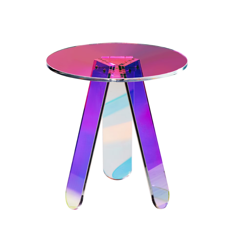 Round Acrylic Coffee Table with 3 Foot pads